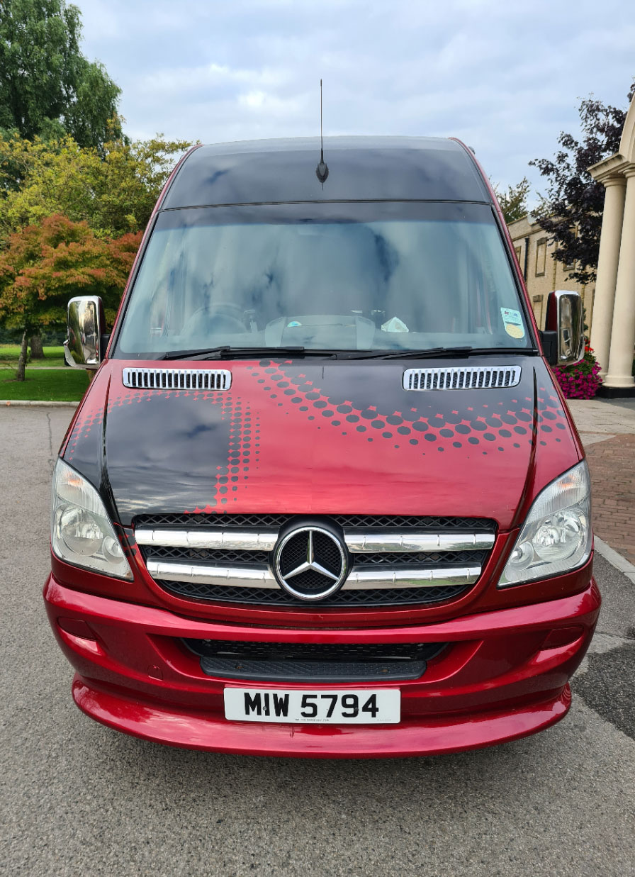 Front of Mercedes Party Bus